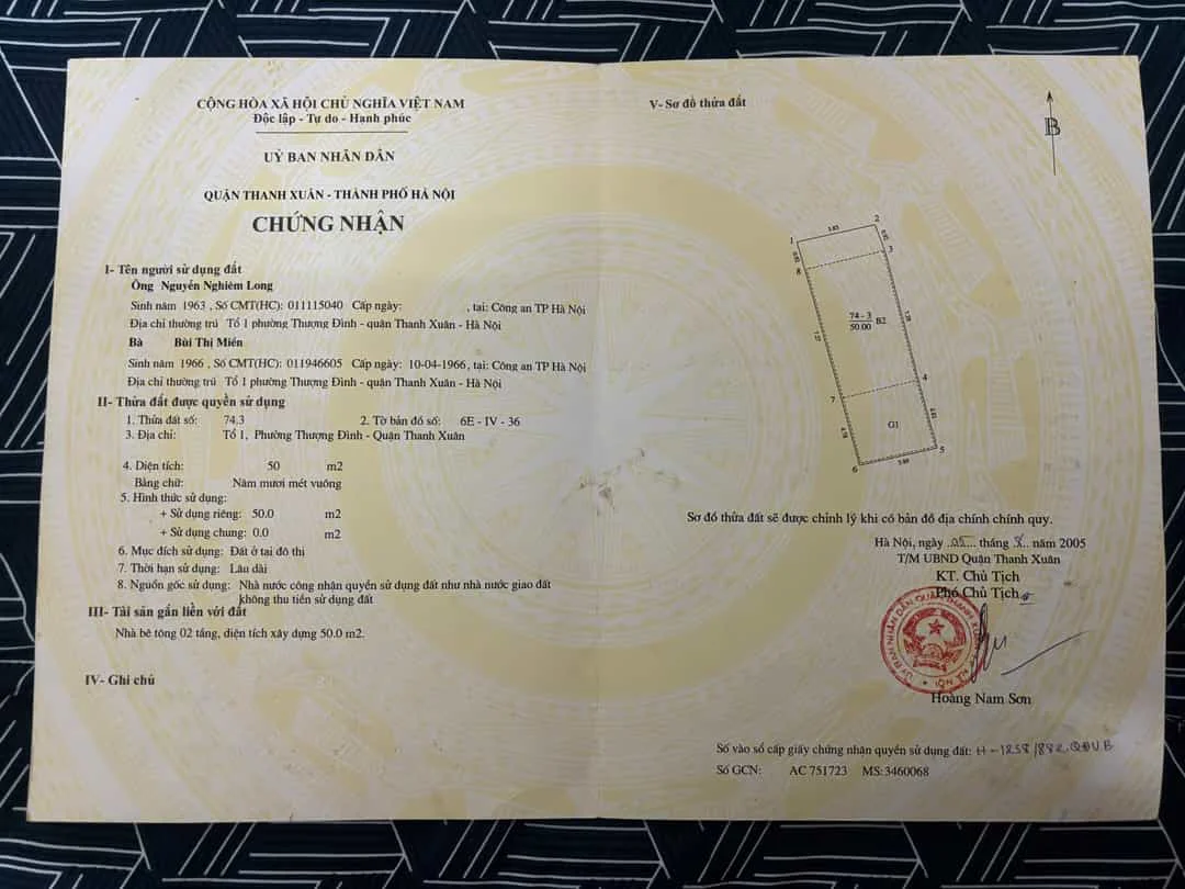 Bán Nhà 36A Cự Lộc – 50m² Full Thổ Cư – Ô Tô Vào Nhà